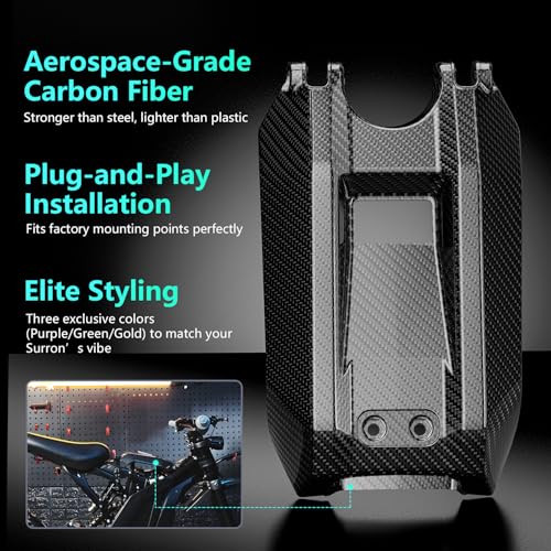 Funparts Carbon Fiber Battery Cover for Surron Light Bee X/S Black - High-Protection, Lightweight