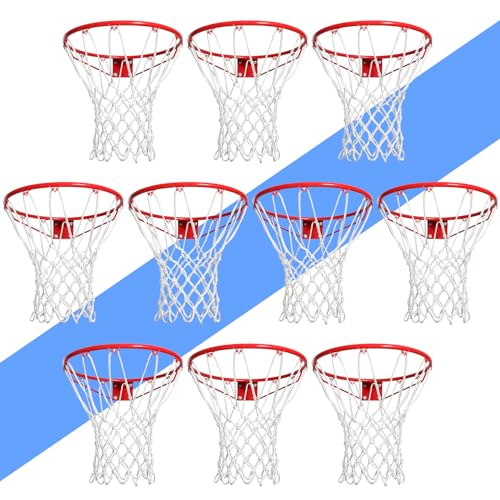 10 Pcs Heavy Duty Outdoor Basketball Nets - All Weather, Anti-Whip, Standard 12 Loops