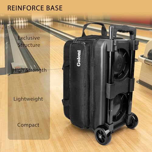 Goloni Double Roller Bowling Bag with Shoes Compartment - Black