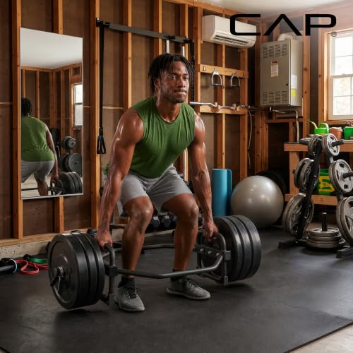 Green Olympic Trap & Shrug Bar with Elevated Grip, 500-Lb Capacity