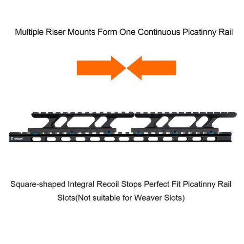 ohhunt Picatinny Riser 1.1 inch Rail Riser Cantilever Design Thumb Tightening Style Black