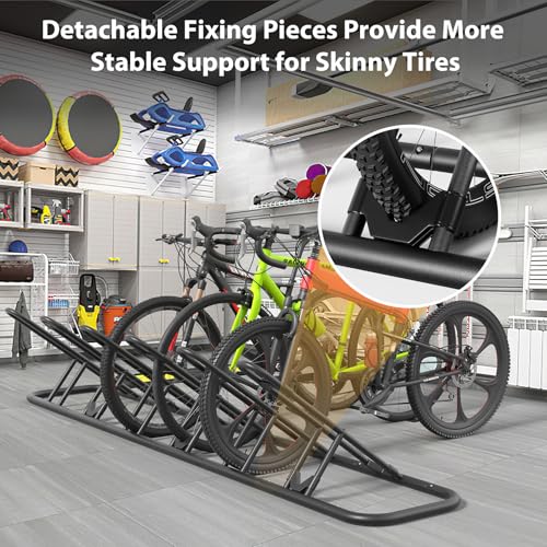 6-Slot Floor Bike Rack for Garage Indoor Outdoor Bicycle Storage Stand - Black