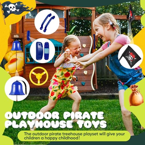 Pirate Playground Accessories Set - Blue - Swing, Steering Wheel, Telescope, Flag