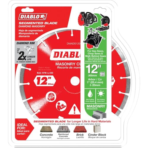 12-Inch Diamond Masonry Cut-Off Blade for Concrete Brick & Rebar