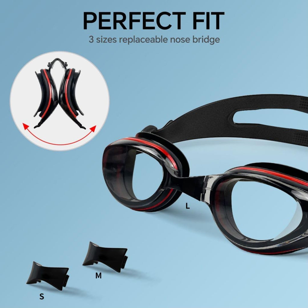 Skiennix Nearsighted Swim Goggles - Comfortable Fit for Shortsighted Swimmers | Anti-Fog, UV Protection