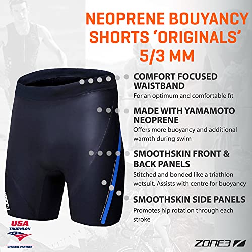 ZONE3 Neoprene Buoyancy Shorts 5/3mm Black Blue Large for Water Sports