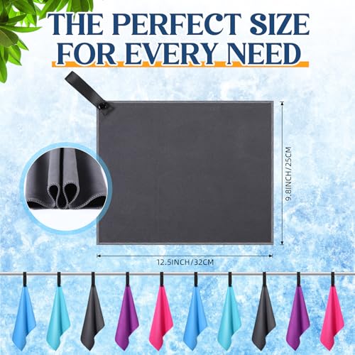 Microfiber Camping Towels 10 Pcs Quick Dry 25x32 cm with Hang Loop - 5 Colors