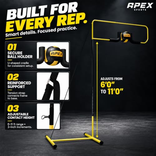 Apex Sports Volleyball Spike Trainer - Adjustable Solo Practice Station