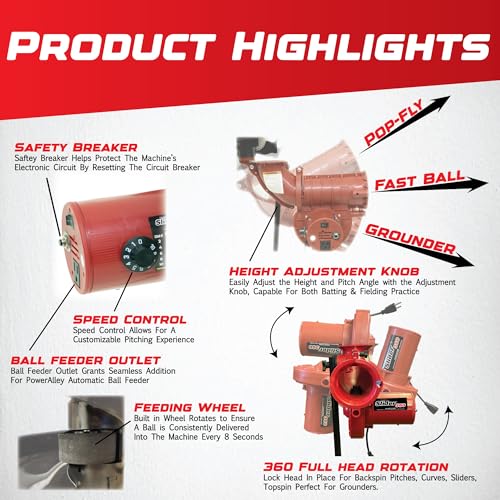 Heater Slider Lite 360 Baseball Pitching Machine with Automatic Ball Feeder