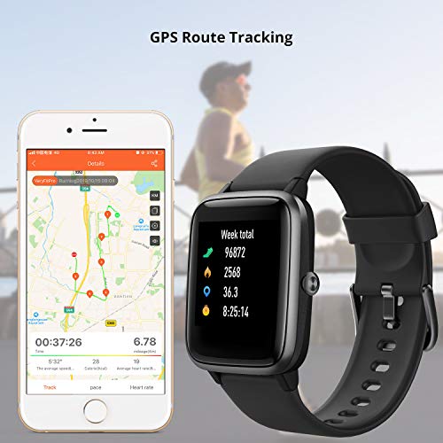 Fitpolo Smart Watch for Men Women Black 1.8” Touchscreen Fitness Tracker
