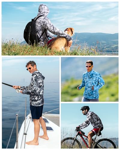 Men's Performance Fishing Hoodie Shirt with UPF 50+ Sun Protection and Thumbholes
