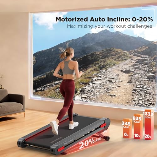 Jogwell Walking Pad Treadmill with 12%/20% Auto Incline - Black/X-Large