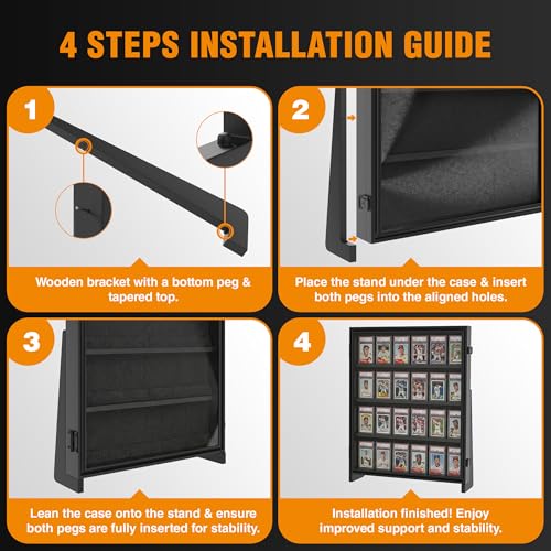 NicheTekk Wall-Mounted Baseball Card Display Case with UV Protection - Holds 24 Cards
