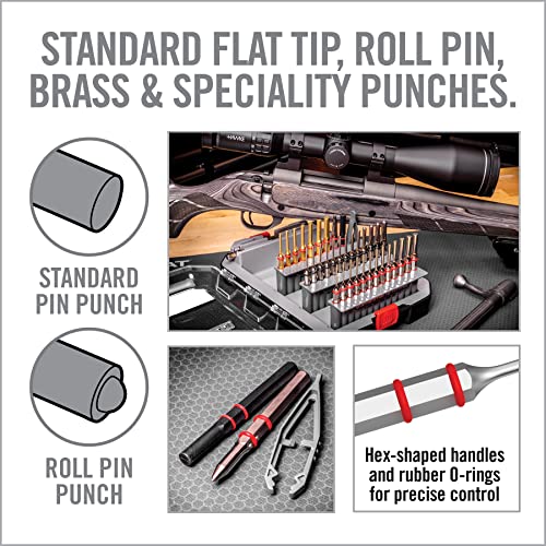 Gunsmith Punch Set with Roll Pin, Flat Tip, Brass & Auxiliary Tools - 37 Pieces