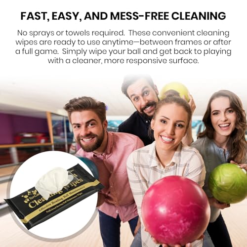 TonGass Bowling Ball Cleaner Wipes 3-Pack - 60 Portable Cleaning Wipes for Lane Oil Dirt