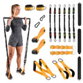 Yellow & Black Resistance Bands Set with Handles, Bar, Ankle & Door Anchor - 180LB