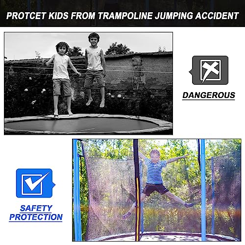 16 FT Round Trampoline Net Replacement with Double Zippers - Weather-Resistant Safety Enclosure, Fits 6 Straight Poles