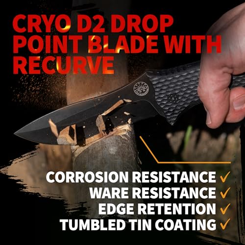 Off-Grid Knives Backcountry Blackout V2 Fixed Blade Knife Cryo D2 Steel G10 Scales Camping Hunting Survival