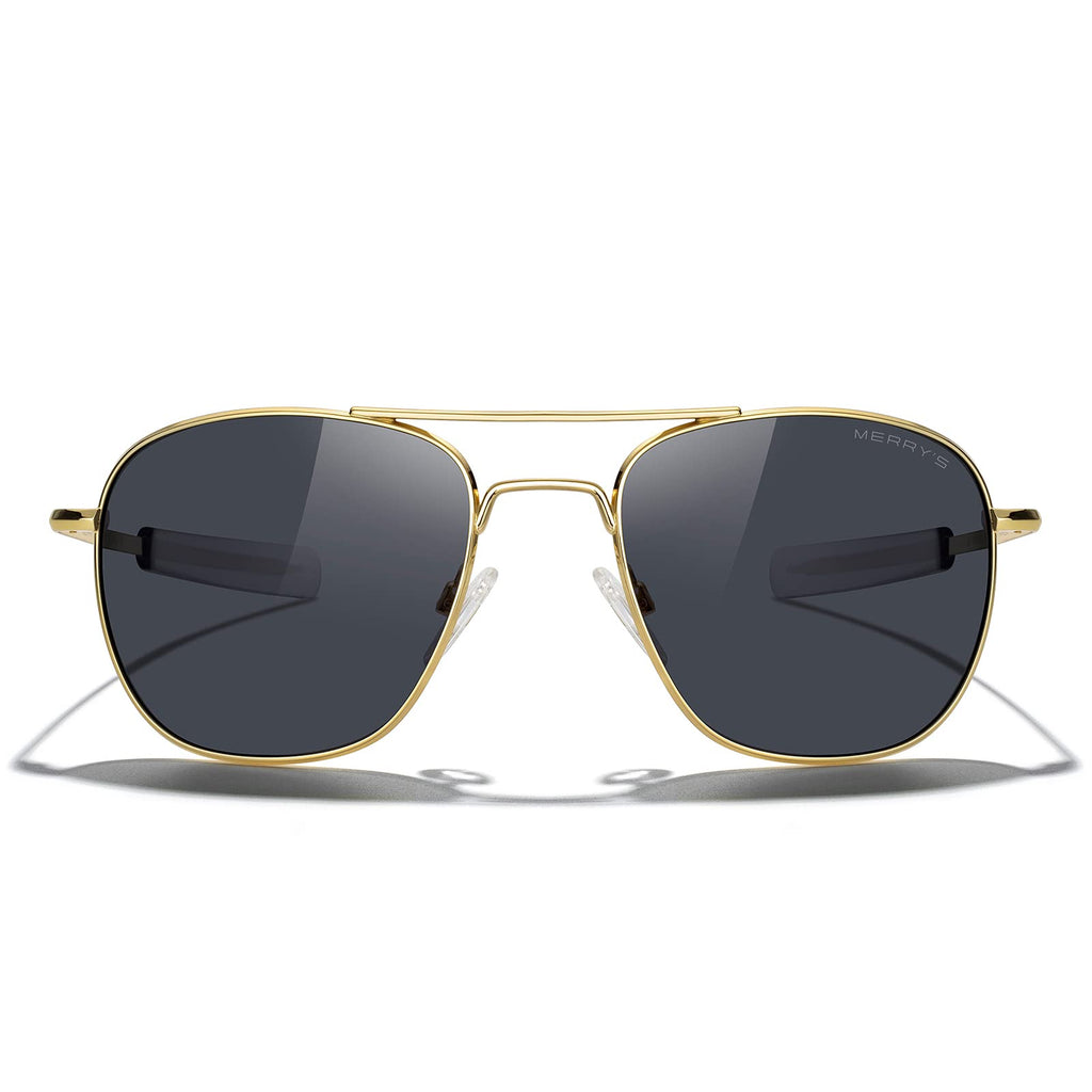 MERRY'S Classic Square Aviator Military Polarized Sunglasses for Men or Women S8636