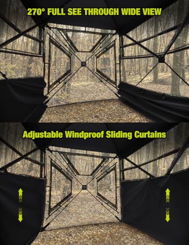 TIDEWE Full See-Through Hunting Blind 270° Visibility with Windproof Curtain