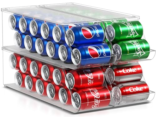 Sorbus Soda Can Organizer 4 Pack for Fridge & Freezer, Stackable with Lid