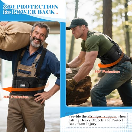 Plus Size Work Back Brace 4XL/5XL with Removable Shoulder Straps - Heavy Lifting Support