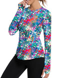 Women UPF 80+ UV Long Sleeve Shirt with Thumb Holes - Small, Colorful Floral