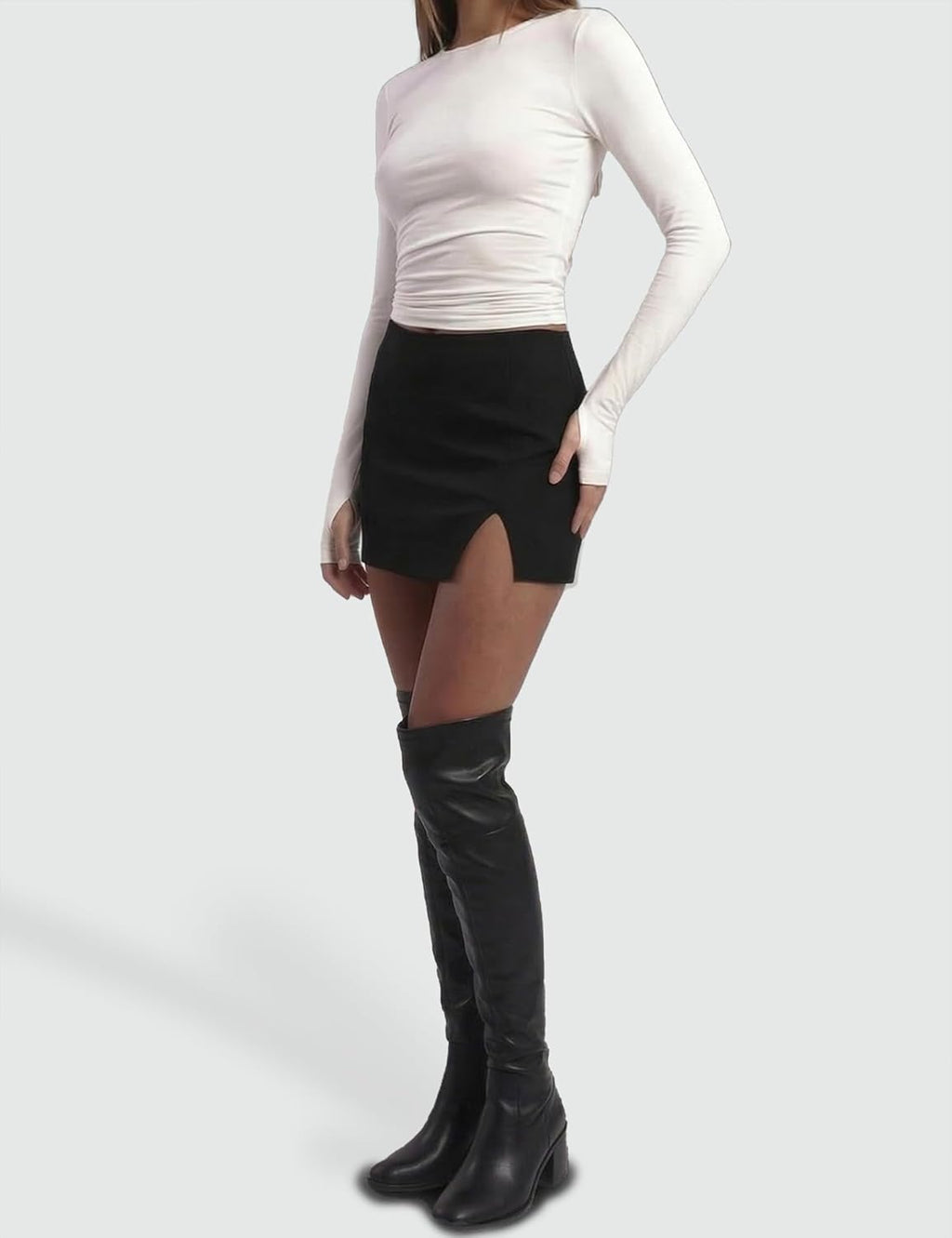 Skiennix Mini Skirt for Women - Trendy Low Waist Bodycon Skort with Shorts | Casual Side Split Design