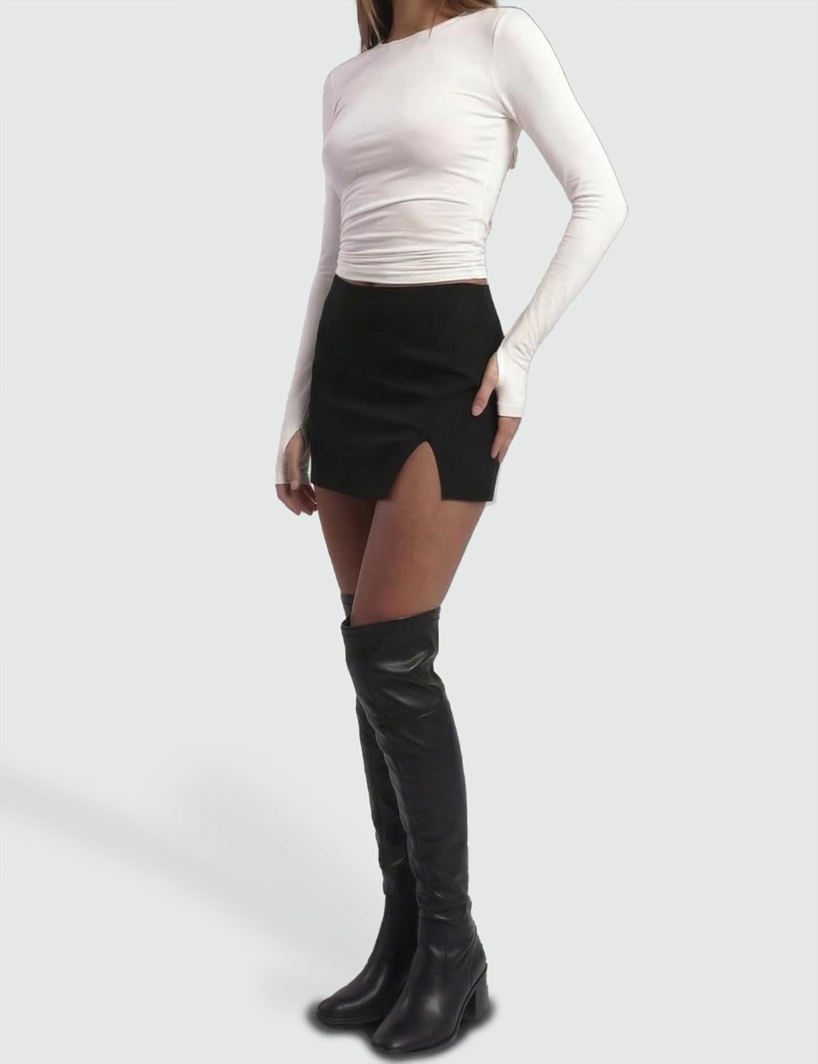 Skiennix Mini Skirt - Trendy Low Waist Bodycon Design with Side Split & Shorts Underneath | Casual Outfit
