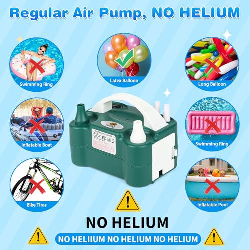 Dark Green Portable Electric Balloon Pump with Dual Nozzles for Party Decorations