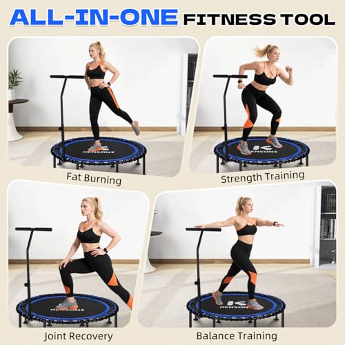 40/48 Inch Rebounder Trampoline for Adults with Bungee Cord, Quiet Exercise Equipment, 550LBS Capacity
