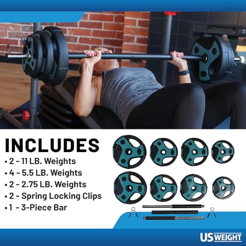 54LB Teal Adjustable Weight Set with 55-Inch Padded Barbell for Home Gym & Muscle Building