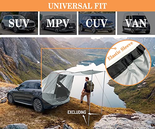 Hasika Car Camping SUV Tailgate Tent Sun Shade Awning Waterproof UPF 50+ Gray