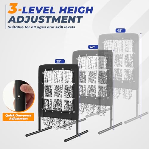 Black 9 Hole Baseball & Softball Pitching Net with Strike Zone - Portable Training Aid