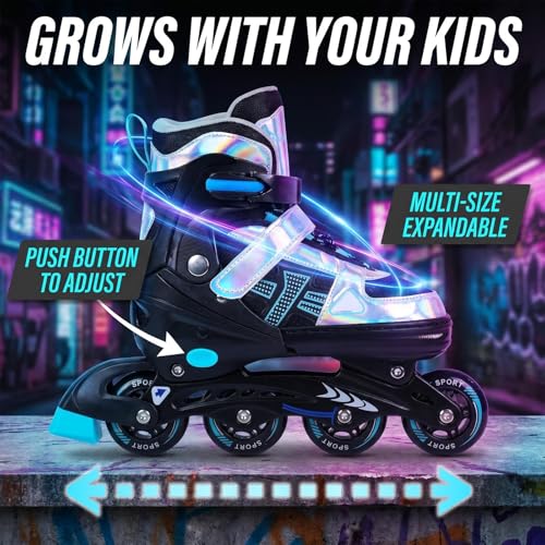 Kids Adjustable Inline Skates for Boys and Girls - Medium Big Kids Teens
