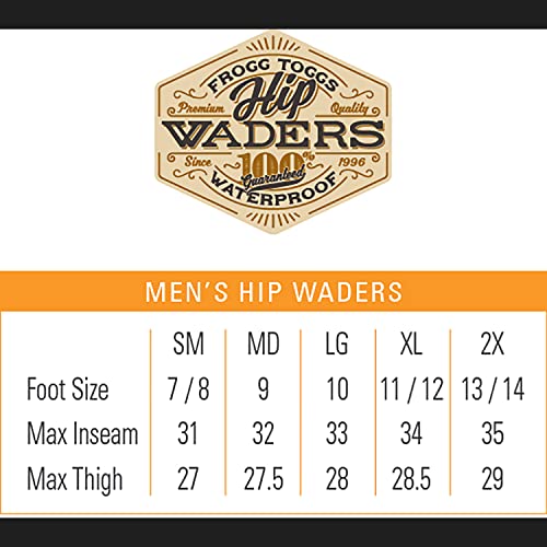 Frogg Toggs Men's Rana II PVC Hip Waders with Max-7 Realtree Camo, Lug Sole, Waterproof