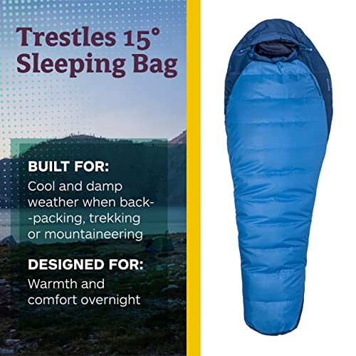 Marmot Trestles 15 Sleeping Bag - Cobalt Blue/Blue Night, Men's, Regular, Left Zip