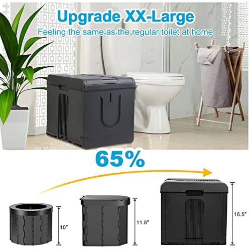 XX-Large Black Portable Camping Toilet Foldable Travel Potty for Car, Home & Outdoor Use