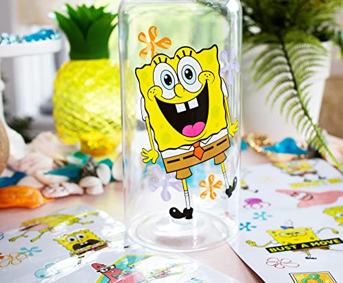 32oz BPA-Free Plastic Water Bottle with SpongeBob Sticker Set and Twist Spout