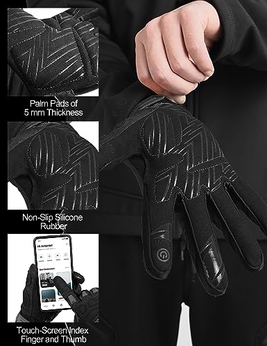 INBIKE Mountain Bike Gloves for Men - Black, Large, Padded Cycling Gloves with Knuckle Guard