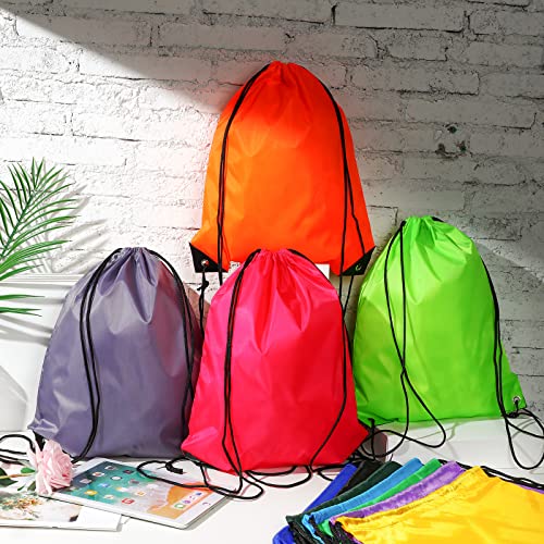 10 Colors Bulk Sports Drawstring Bags - 100 Pack Gym & Travel Backpacks