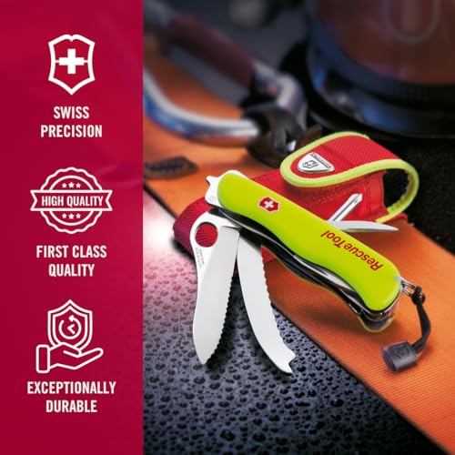 Victorinox Rescue Tool Swiss Army Knife - 13 Functions, Fluorescent Yellow, Old Packaging