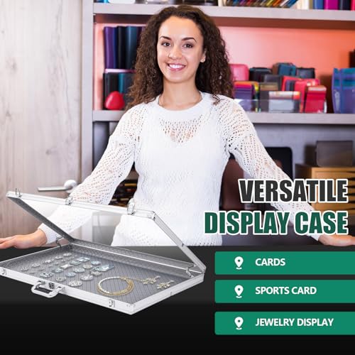 Silver 24x20 Inch Portable Aluminum Sports Card Display Case with Locks