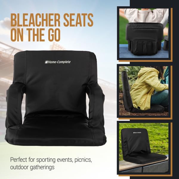 2-Pack Portable Bleacher Stadium Chairs with Back Support & Reclining, Armrests