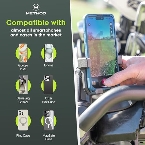 Golf Push Cart Phone Holder Set with Magnetic Rangefinder Strap & Accessories