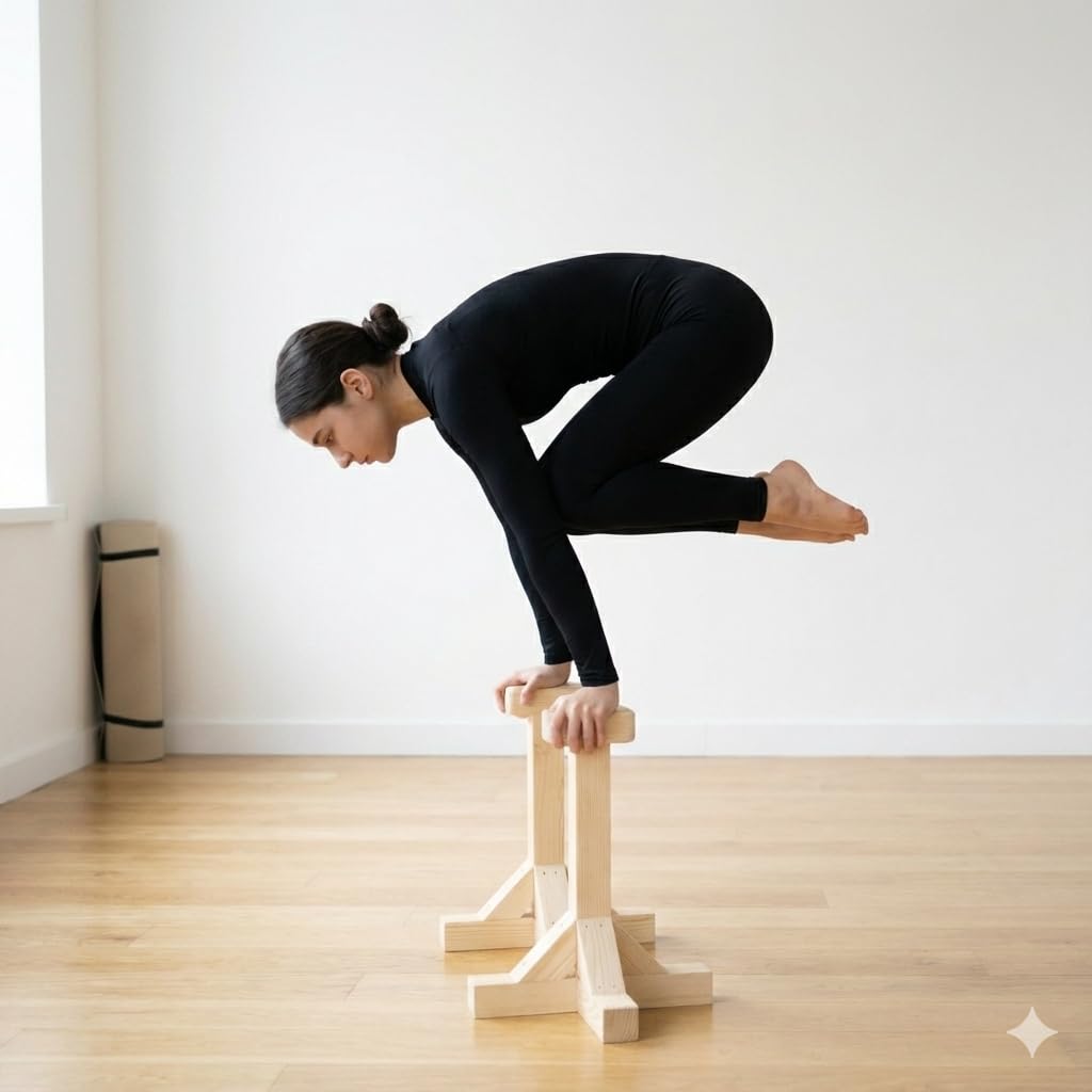 SAMTROY Handstand Canes for Balance Training, Stable Wooden Handstand Blocks with Non-Slip Base & Moisture-Absorbent Grip, Portable Bodyweight Training Equipment for Home Gym & Strength Practice