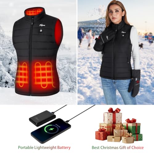 Women's Heated Vest with Battery Pack Small Black - Warm Outdoor Clothing
