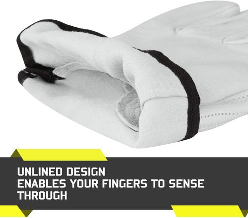 Glove Station Driver Gloves - Unlined Top Grain Beige Leather for Truck Driving, Welding & Gardening