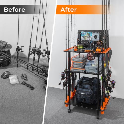 KastKing Gear Trolley V12 Mobile Fishing Rod Holder for 12 Rods - Pro Model