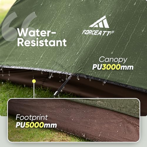 Forceatt 4-Person Camping Tent - Dark Green Waterproof Windproof Lightweight Backpacking Tent